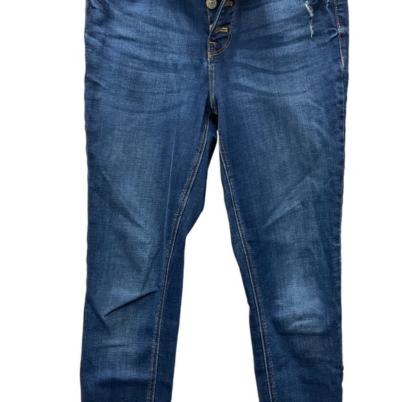 Old Navy Super Skinny High Rise Rockstar Blue Jeans Size‎ 4 Button Up Raw Hem - Picture 9 of 12